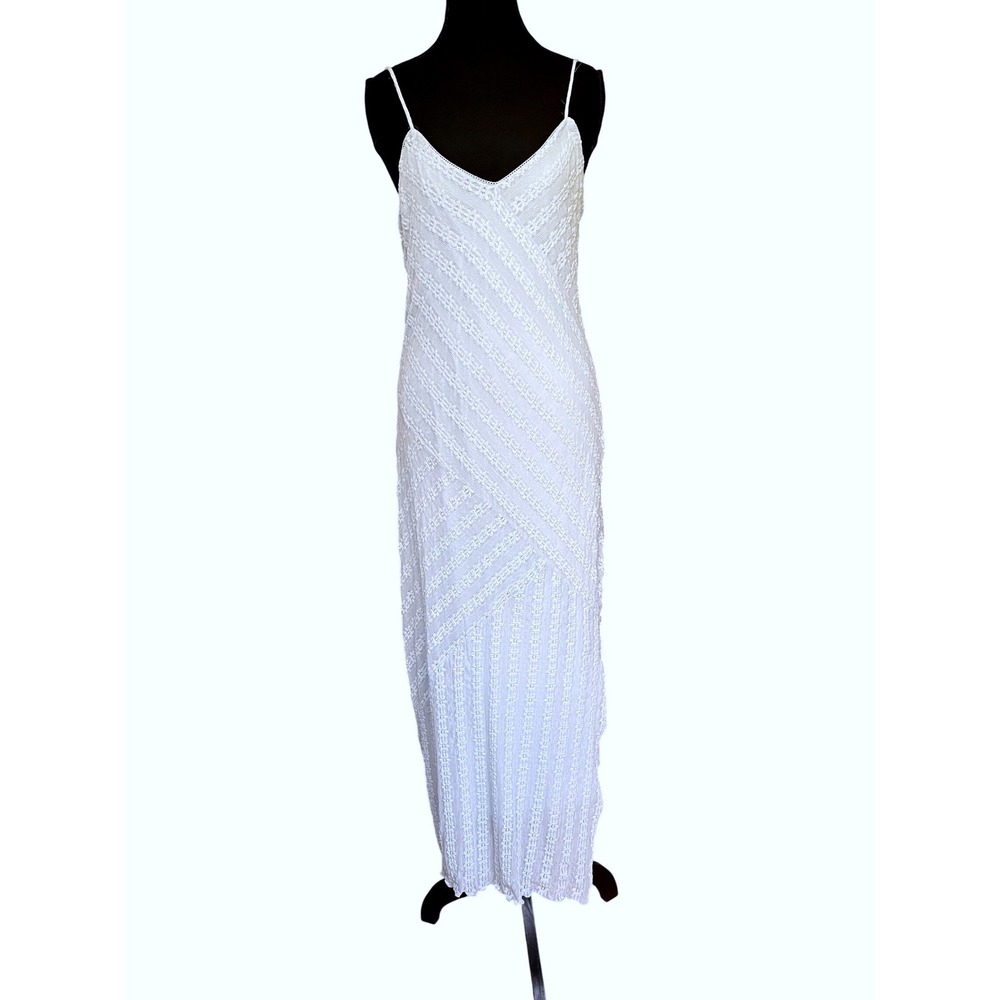 Kirious‎ LA Light Blue Floral Lace Textured Maxi Slip Dress L Pastel Ethereal